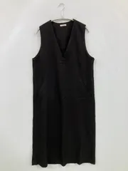 CLASSICAL ELF ワンピース L ブラック 無地 コットン 袖なし ひざ丈 タイト