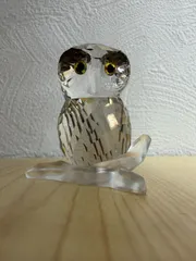 【極美品】Swarovski スワロフスキー 置物 フクロウ 止まり木 箱・証明書付き 廃盤品
