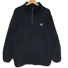adidas アディダス ハーフジップ フリースプルオーバー ワンポイント刺繡 Canada製 XLサイズ ブラック