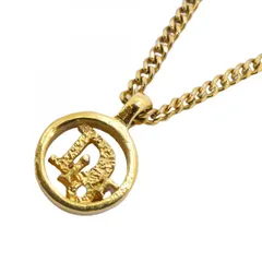 ★SALE【6jab0476-k】クリスチャンディオール ネックレス ディオールロゴ 丸型 サークル GPメッキ ゴールド【中古】レディース