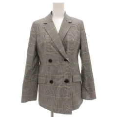 プラステ PLST テーラードジャケット XS グレー 黄 イエロー チェック柄 ダブル 4B センターベント 千鳥格子柄 /GV