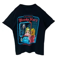 M ビッグプリント ホラー スティーブンローズ グラフィック ブラッディメリー 召喚  ブラック 黒 Tシャツ レディース ユニセックス メンズ 古着 半袖 CHM