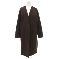 ユナイテッドアローズ A DAY IN THE LIFE UNITED ARROWS ノーカラーコート ロング Vネック 36 茶 ブラウン /GV ■GY14