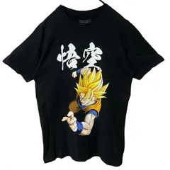 M ドラゴンボール 孫悟空 スーパーサイヤ人 ビッグプリント キャラT キャラクター ブラック 黒 Tシャツ レディース ユニセックス メンズ 古着 半袖 CHM