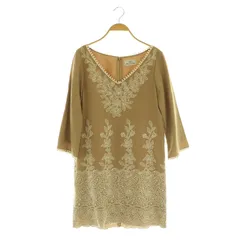 グレースコンチネンタル GRACE CONTINENTAL ワンピース ミニ 七分袖 花柄 刺繍 36 ベージュ /MY ■OS