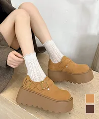 厚底ローファー レディース スエード調