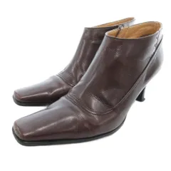 トラサルディ TRUSSARDI ブーティ ショートブーツ レザー 本革 23 1/2 ブラウン 茶 サイドジップ /IU