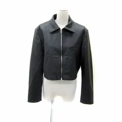 ザラ ZARA フェイクレザージャケット ショート丈 ステンカラー 無地 ジップアップ L 黒 ブラック /SY5