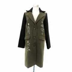 スカラー ScoLar チェスターコート ロング丈 シングルボタン 刺繍 M カーキ 黒 ブラック /HO4