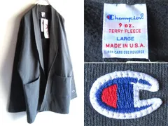 新品タグ付 USA製 Champion チャンピオン テリーフリース ショールカラー スウェットガウン カーディガン ジャケット L オフブラック チャコール