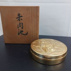 24KGP 朱肉 スタンプ台 鳳凰モチーフ 金色 豪華 金メッキ ゴールド