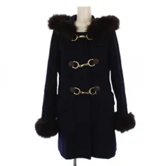 レッセパッセ LAISSE PASSE ダッフルコート ロング フード フォックスファー 装飾 ウール 38 紺 茶 /BM