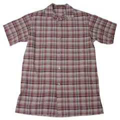 ワイズフォーメンY's for men シルク混紡チェックオープンカラー半袖シャツ 紫黒白M位