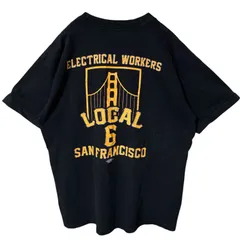 XL オーバーサイズ バックプリント ポケT サンフランシスコ ゴールデンゲートブリッジ  ブラック 黒 Tシャツ レディース ユニセックス メンズ 古着 半袖 CHM