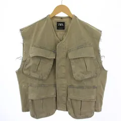 ザラ ZARA デニム ベスト ジャケット カットオフ M グレー 1538/305/506 /BM