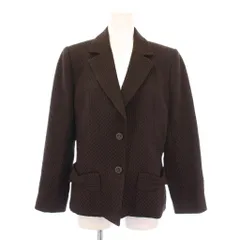 ハナエモリ HANAE MORI テーラードジャケット アウター シングル 総裏地 シルク ウール混 ジャガード 40 茶 ブラウン /BB
