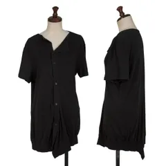 ワイズY's バック切替半袖ロングカーディガン 黒2