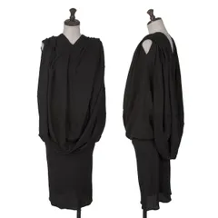 ジュンヤワタナベ コムデギャルソンJUNYA WATANABE COMME des GARCONS ウールドレープノースリーブワンピース 黒S