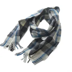 B&Y ユナイテッドアローズ BEAUTY&YOUTH ビューティー&ユース マフラー チェック柄 フリンジ 白 黒 青 /YO18