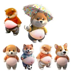 【3枚6匹セット】柴犬シール お腹ぷにぷにシール 3Dお腹  マシュマロ触感 かわいい スクイーズ ステッカー ストレス解消 携帯電話 手帳 デコレーション用