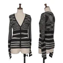 ミッソーニMISSONI レーヨンボーダーニットカーディガン 黒白38