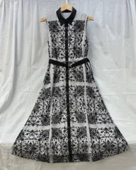 [24AW] GRACE CONTINENTAL グレースコンチネンタル ノースリーブワンピース 刺繍フレアドレス01243 35021 00 36 グレー 総柄 