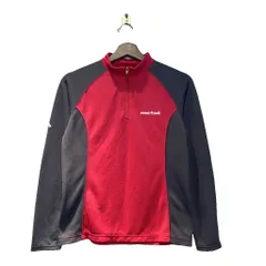 モンベル Montbell クールラグランジップシャツ 長袖 M 赤 レッド ■FY