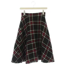 レッセパッセ LAISSE PASSE 膝丈 スカート ウール 36 黒 ピンク チェック柄 Aライン /JP