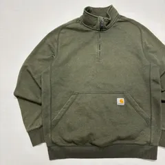 Carhartt カーハート ハーフジップ スウェット M オリーブ FORCE ロゴパッチ RELAXED FIT 裏起毛 3128ST】