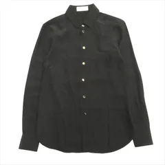 サンローラン パリ SAINT LAURENT PARIS 2016年製 シルク シャツ ブラウス カットソー 金ボタン 34 黒 ブラック ゴールド レディース◆９のサムネイル