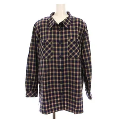 レリアン Leilian シャツ ブラウス 長袖 チェック 大きいサイズ 13+ 青 ベージュ IT-1990059 /YM