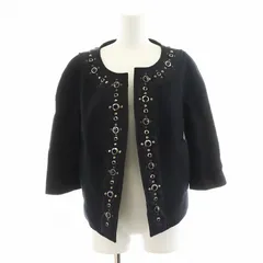 アドーア ADORE ノーカラージャケット ビジュー ウール 38 黒 ブラック 531-250071 /AN39