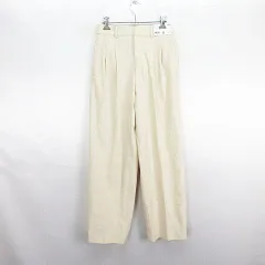 ユニクロ UNIQLO ワイドパンツ ボトムス タック ストレッチ S クリーム ※EKM