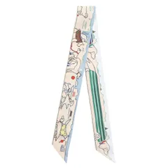 HERMES エルメス ツイリースカーフ パリジャンの犬 スカーフ レディース シルク ベージュ 中古