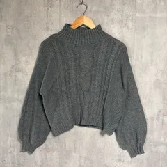 セシルマクビー ハイネック ケーブルニット セーター F グレー CECIL McBEE ボトルネック タートル ざっくり編み ケーブル編み ボリューム袖 バルーンスリーブ ショート丈 短丈 可愛い きれいめ フェミニン 清楚 地雷系 量産型 レディース