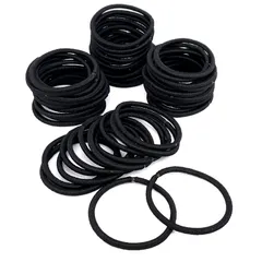 ヘアゴム ゴム おしゃれ 子供 黒 髪ゴム リングゴム 大容量 日本製 抗菌 50本セット 太 黒 ハンドメイド 手芸材料 アクセサリーL-16-50 ブラック (ブラック)