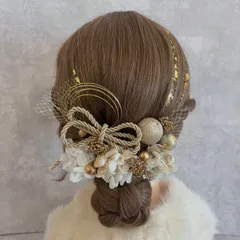 ホワイトゴールド♡金箔付♡髪飾り ヘッドドレス 前撮り 成人式 卒業式 七五三