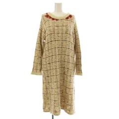 ホコモモラ JOCOMOMOLA ワンピース ウール 40 マルチカラー 長袖 チェック柄 花柄刺繍 /JP