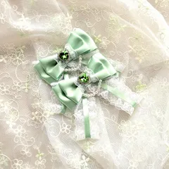 推し活リボン 推し色リボン リボンクリップ ヘアクリップ ヘアアクセサリー ツインテール 2個セット パステルグリーン ミント アイドル 参戦リボン 現場 イベント ライブ コンサート 入学式 卒業式 結婚式