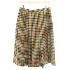 ダックス DAKS ハウスチェック柄プリーツスカート ロング フレア ヴィンテージ 75-98 ベージュ 黒 ブラック /YT