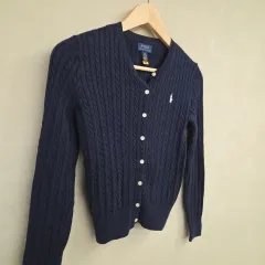 ポロ ラルフローレン ネイビー ケーブル編み カーディガン