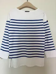 SAINT JAMES(セントジェームス) ブルー ボーダー柄 Tシャツ 55サイズ