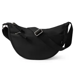 【特価商品】ファスナーポケット4つ付き 旅行 通学 通勤 軽量 小さめ 斜めがけ 肩掛け 大容量 多機能 帆布バッグ 数個ポケット リサイクル素材 トートバッグ 三日月型 レディース ショルダーバッグ 認証済み GRS [KALIDI]