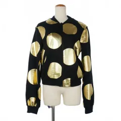 モスキーノ MOSCHINO ジャンボドット 箔プリント スウェット ブルゾン ジップアップ IT42 黒 金 ブラック ゴールドのサムネイル