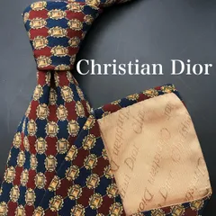 【極美品】ChristianDior ネクタイ 総柄 高貴 レッド ネイビー