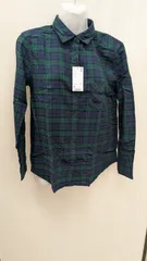 【新品タグ付】ユニクロ フランネルチェックシャツ（長袖）M ネイビー×グリーン