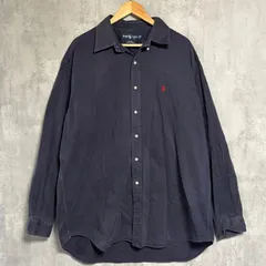 【希少】90s ラルフローレン BLAIRE シャツ XL 紺 ネイビー ポニー刺繍 ゆるだぼ オーバーサイズ ビッグシルエット 長袖 BDシャツ 古着 VINTAGE ポロ ブレア 80s 00s ストリート カジュアル アメカジ