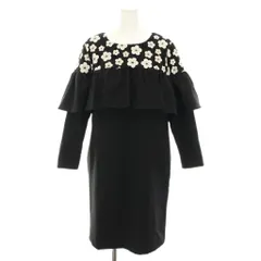 チェスティ Chesty レースフリルワンピース ひざ丈 長袖 花柄 授乳口付き 1 黒 ブラック 白 ホワイト OS503 /YT