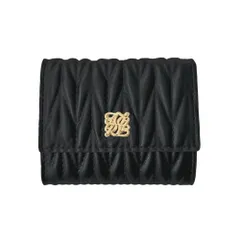 [ジゼル] 財布 三つ折り財布 ミニ財布 コンパクト 使いやすい L字型 BOX型 カードケース 小銭入れ 大容量 ロゴ入り レディース 折りたたみ ギフト プレゼント キルティング 小さい (ブラック)e