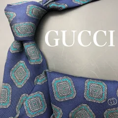 【美品】GUCCI ネクタイ 総柄 GG柄 ネイビー 紺 グリーン 緑